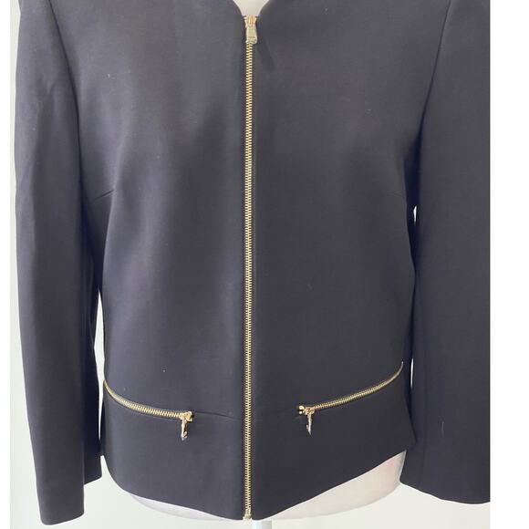 Nine West Women's Fully Lined Ponte Zip Front Jacket Black Size 6 - Picture 3 of 5